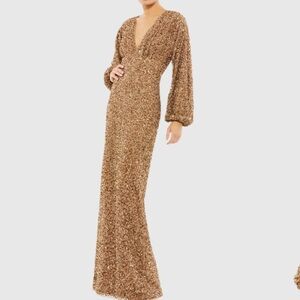 Mac Duggal Gold One Shoulder Dress